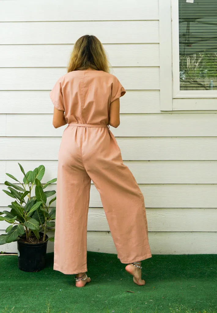 Peach Organic Cotton Jumpsuits with Pockets