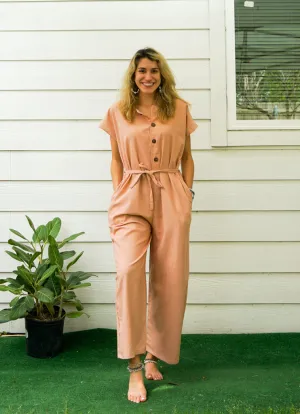 Peach Organic Cotton Jumpsuits with Pockets