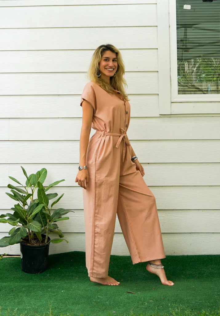 Peach Organic Cotton Jumpsuits with Pockets