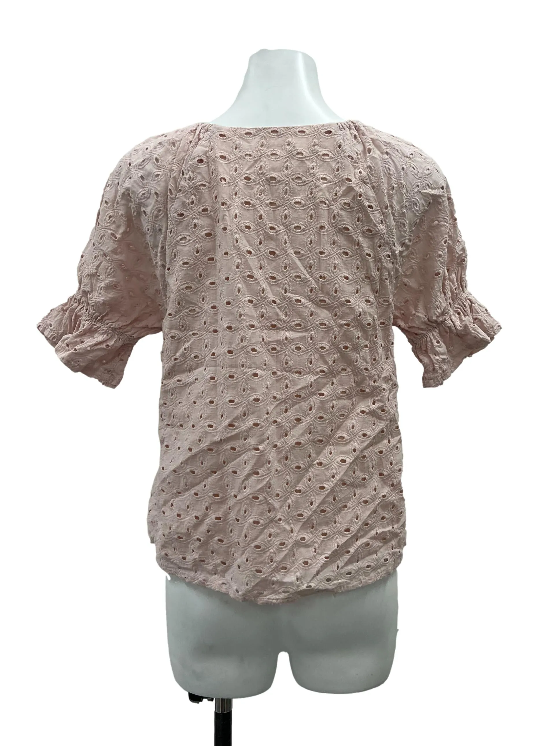 Pink Eyelet Button Top TWL