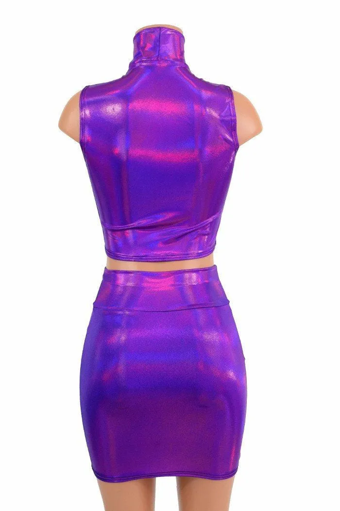 Purple Crop Top & Bodycon Skirt Set