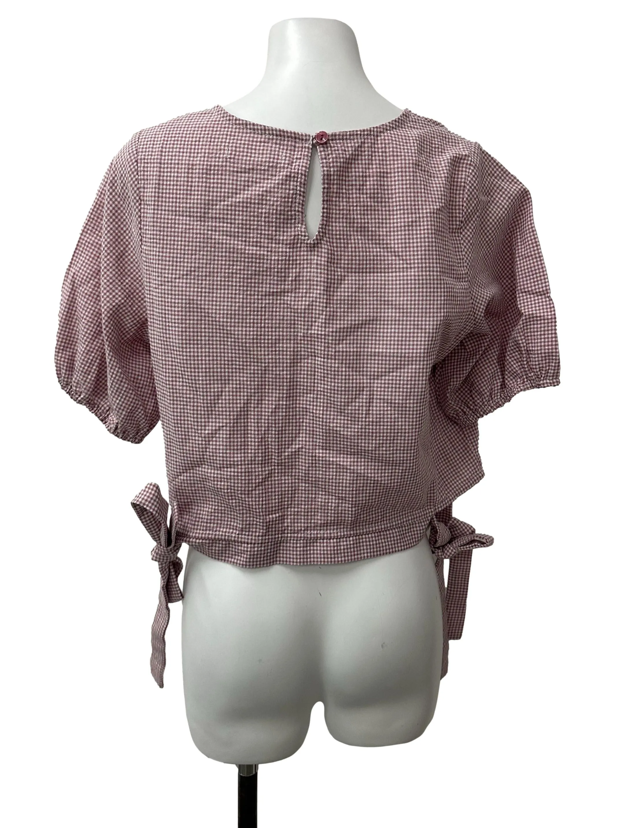 Purple Gingham Sleeved Top
