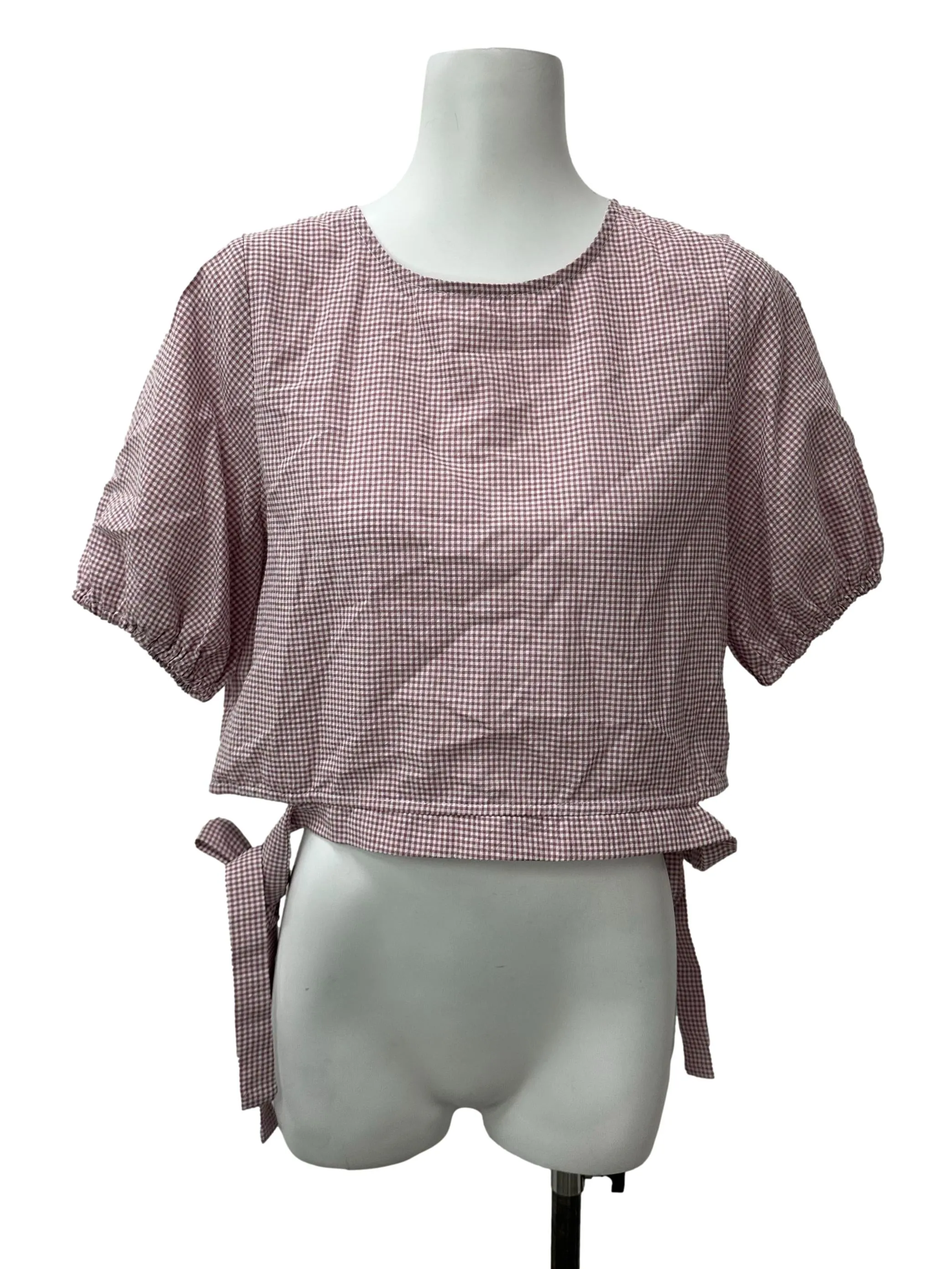 Purple Gingham Sleeved Top