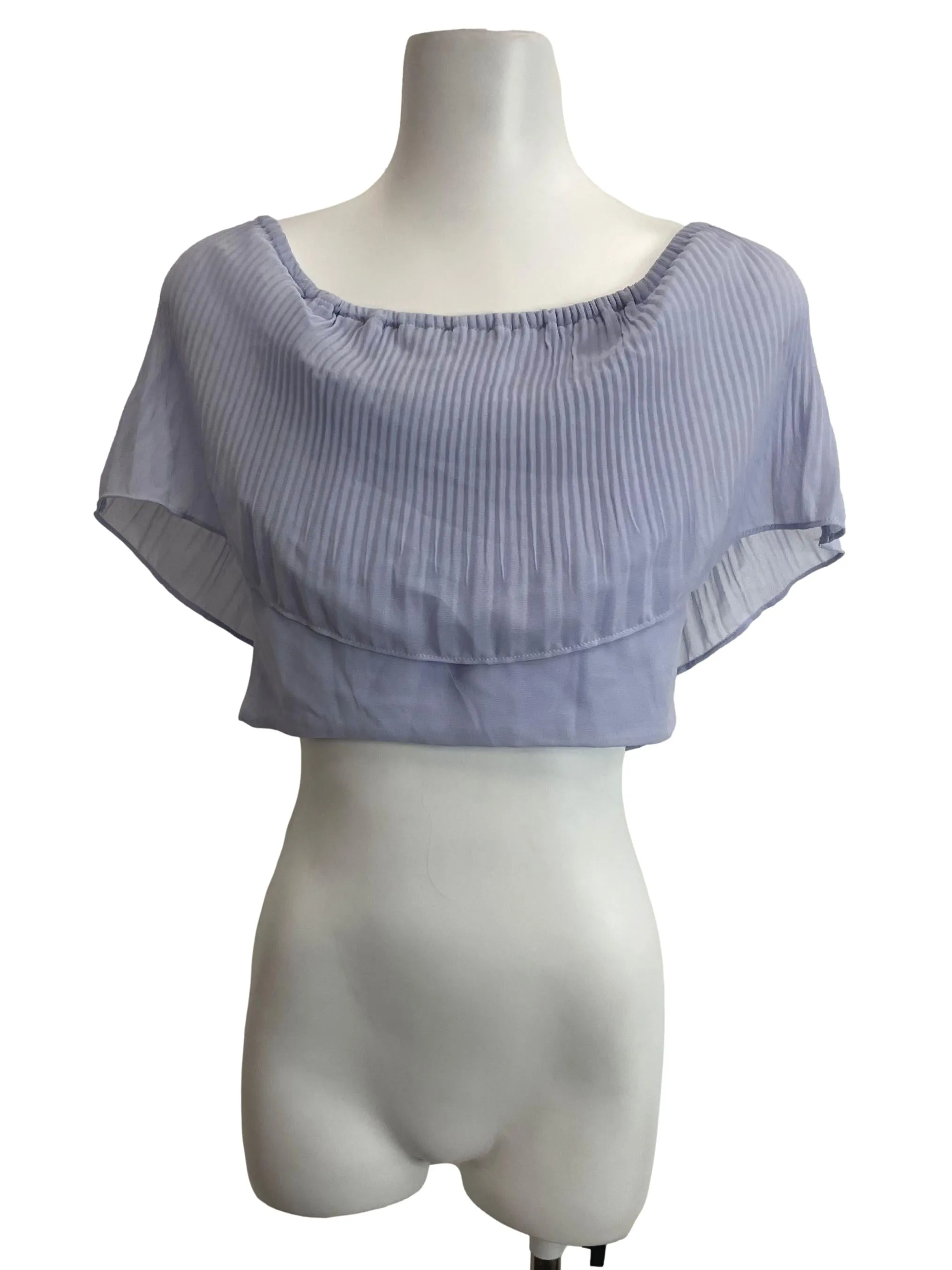 Purple Pleated Chiffon Flutter Top
