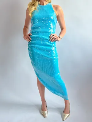 Racer -Neck Ruched Bodycon Dress
