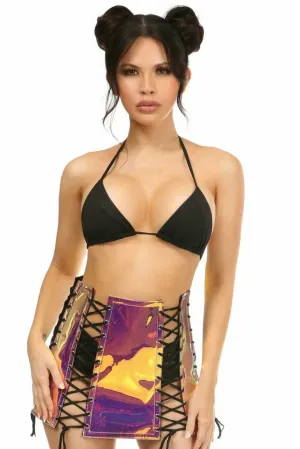 Rainbow Gold Hologram Lace-Up Skirt