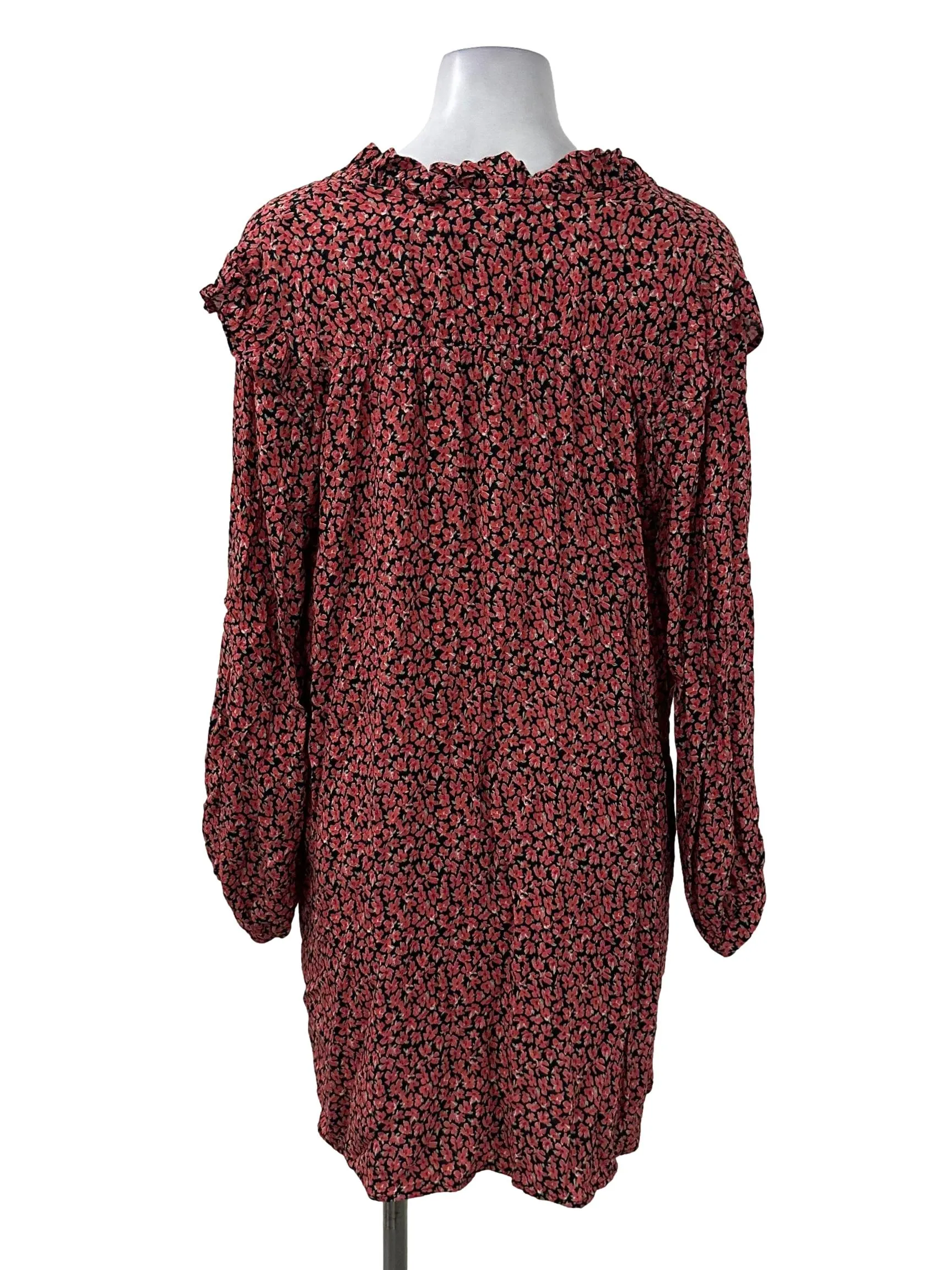 Red Floral Button Top