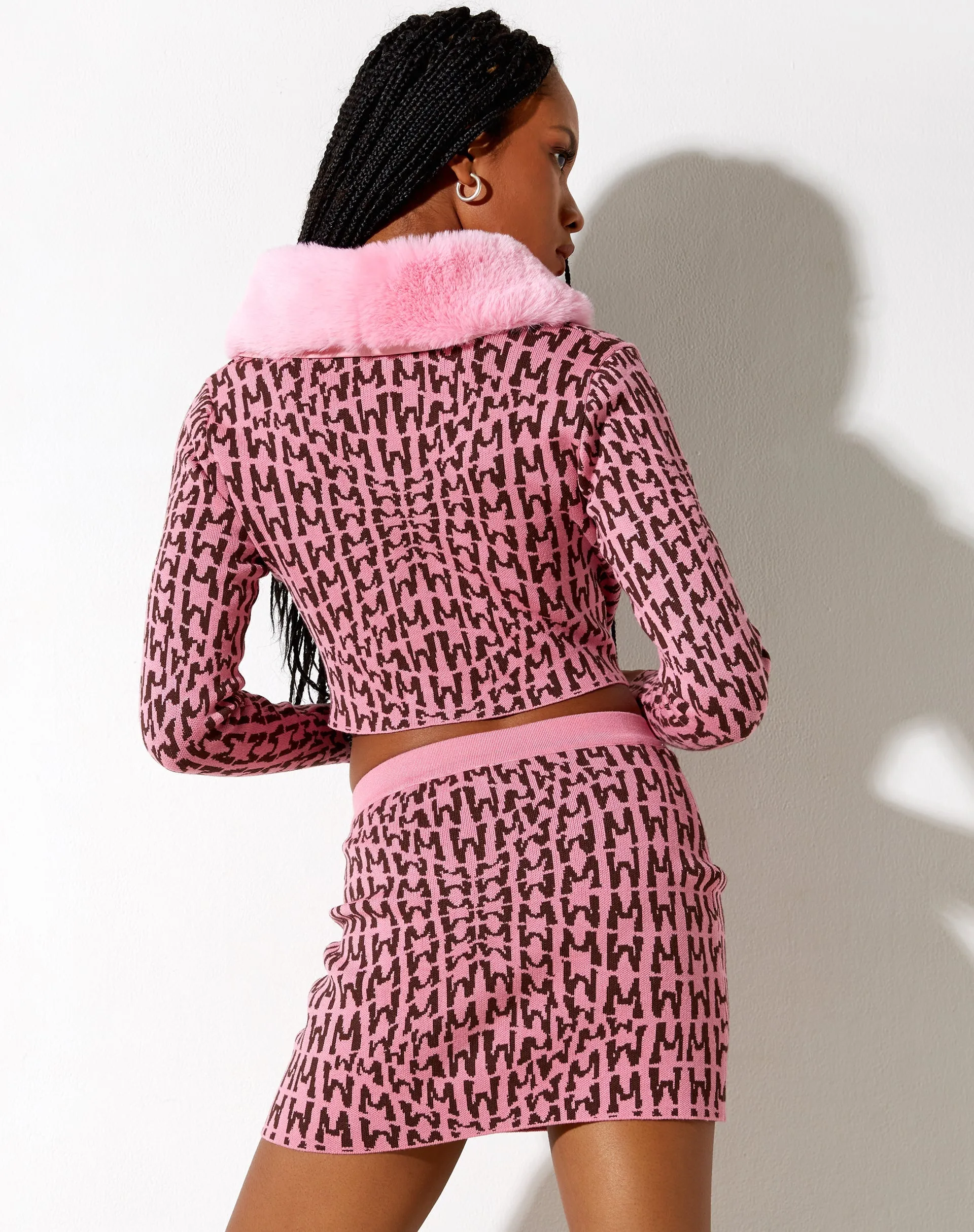 Riani Mini Skirt in Wavey M Pink