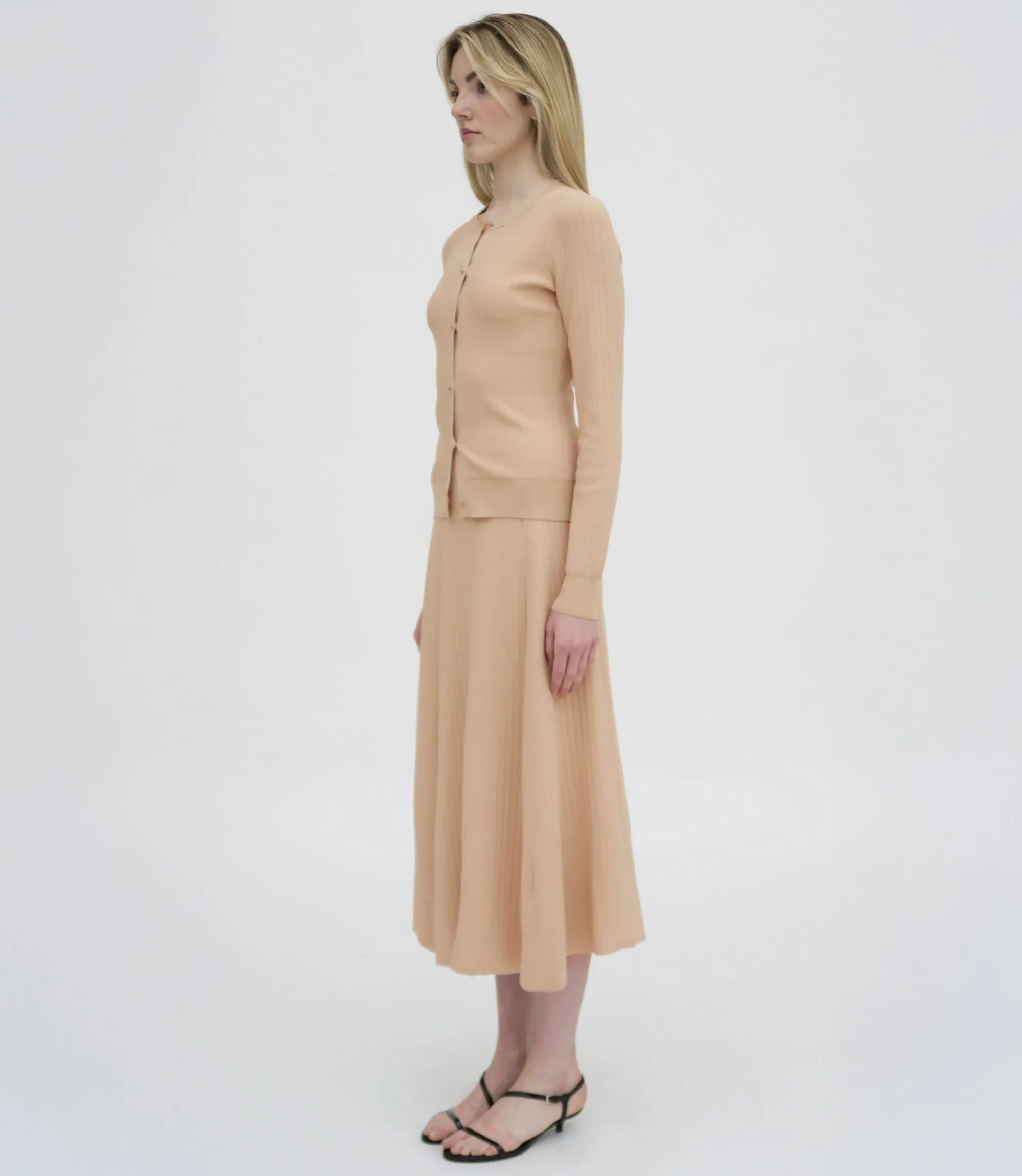 RIB FLARED SKIRT