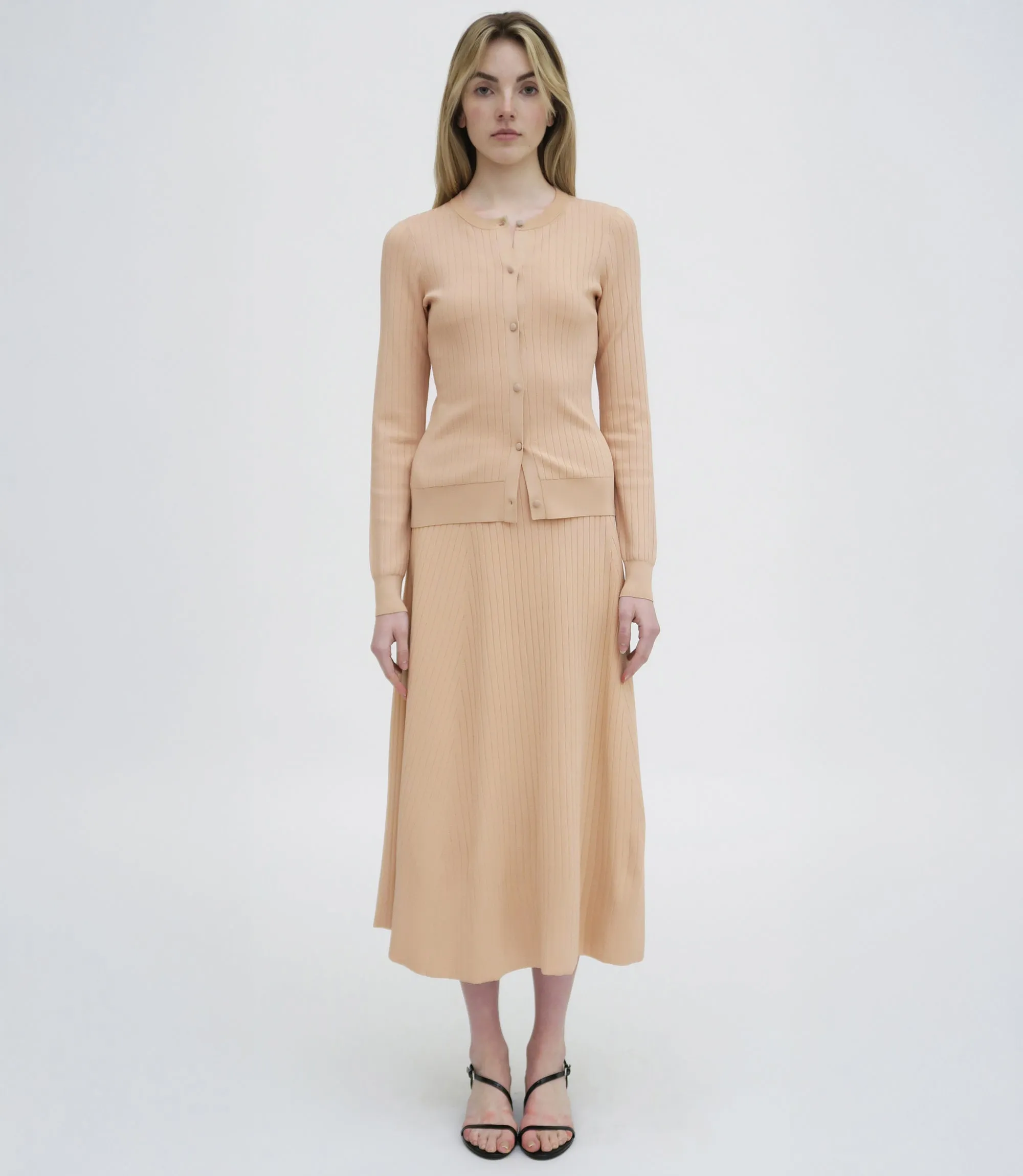 RIB FLARED SKIRT