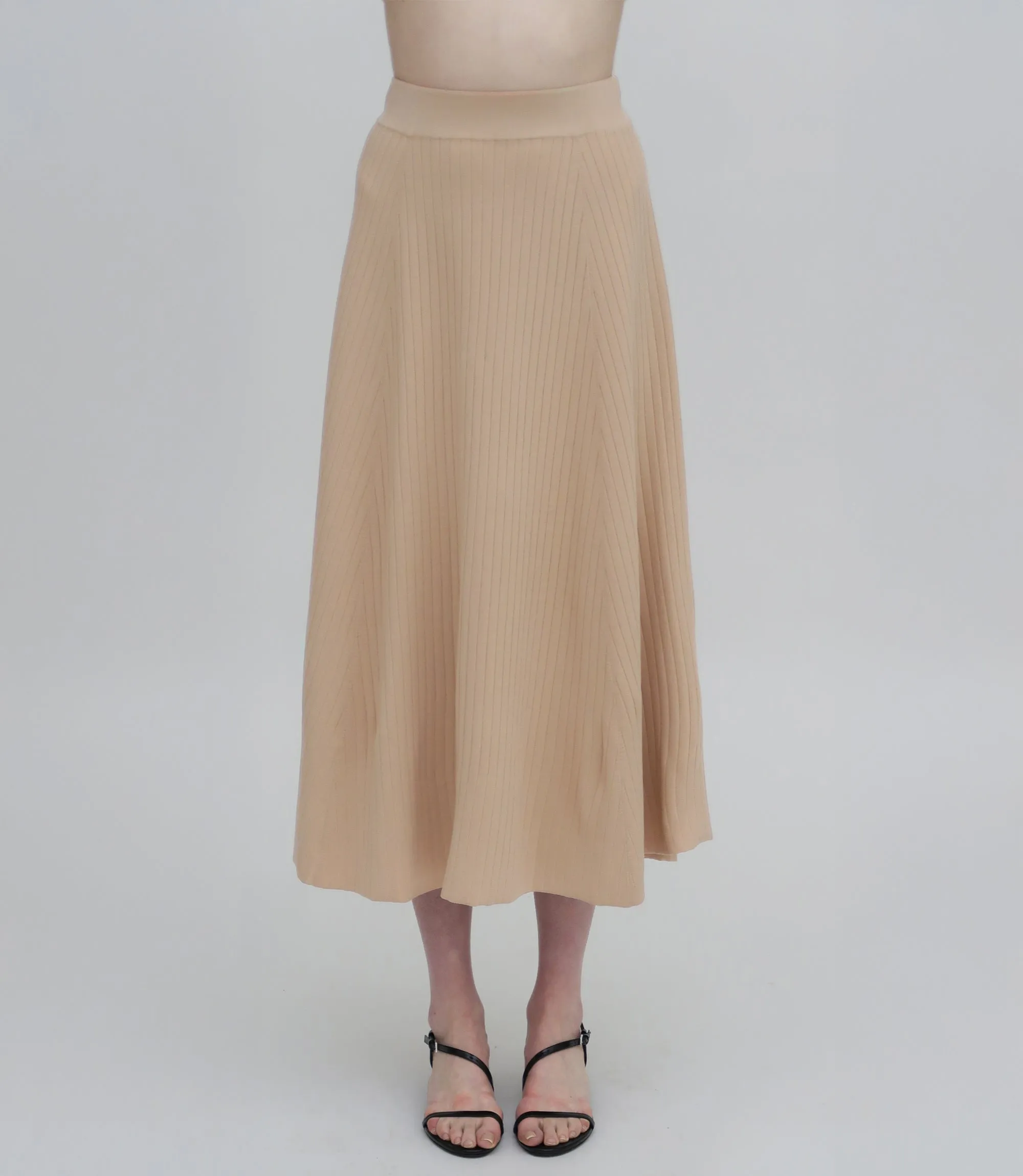 RIB FLARED SKIRT