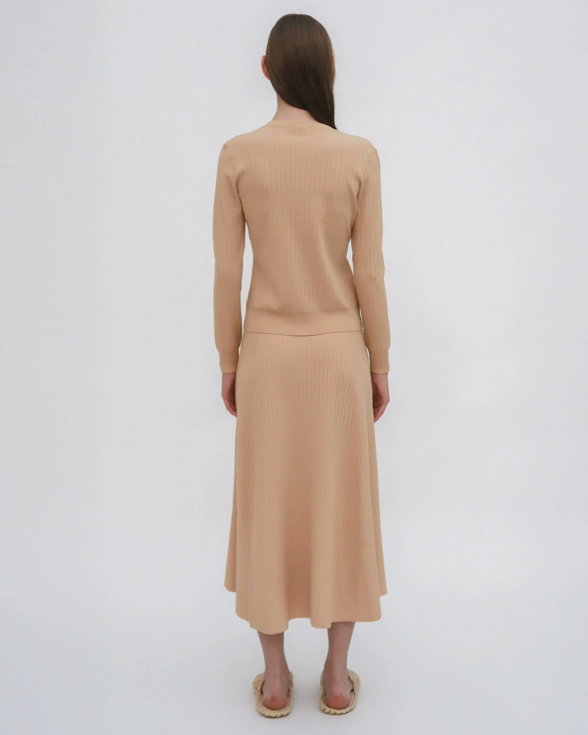 RIB FLARED SKIRT