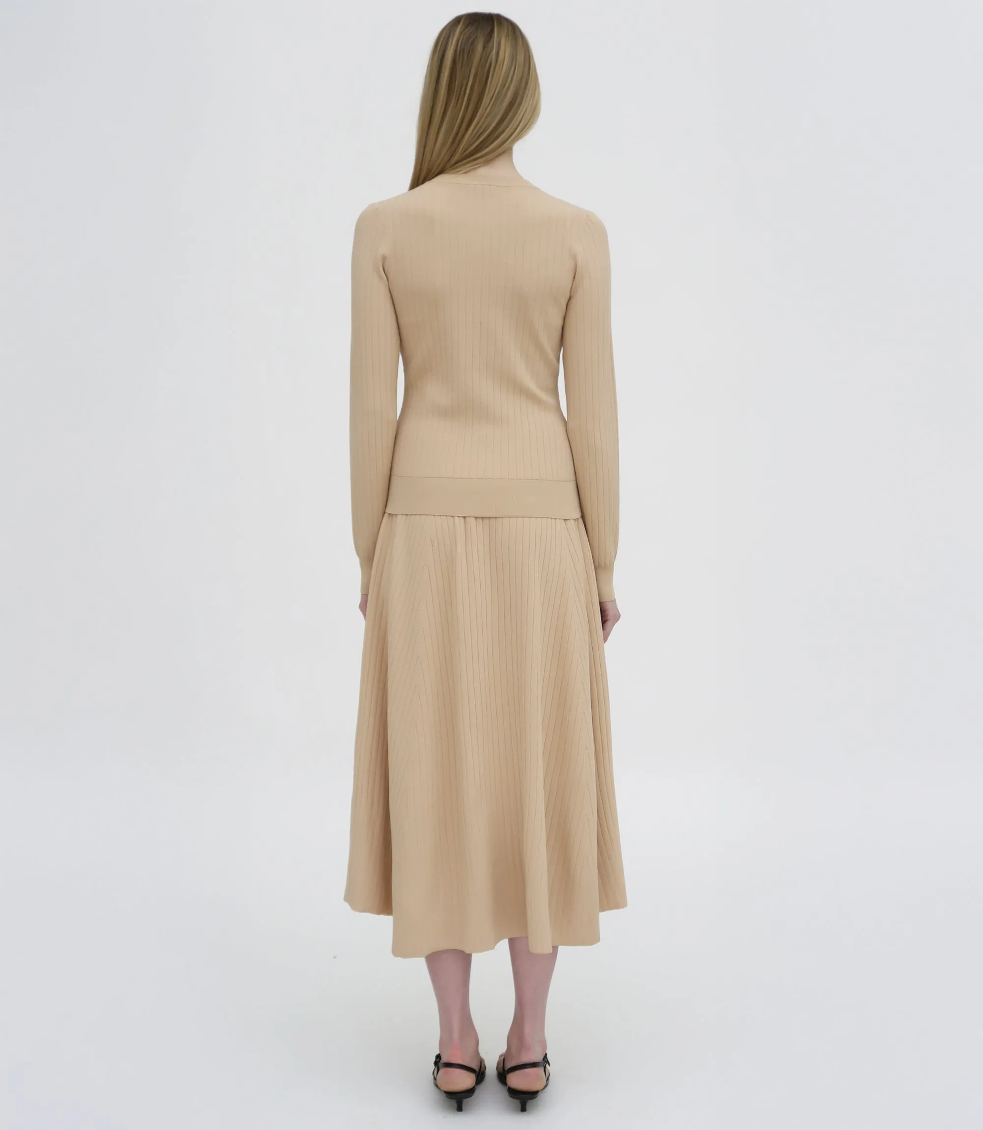RIB FLARED SKIRT