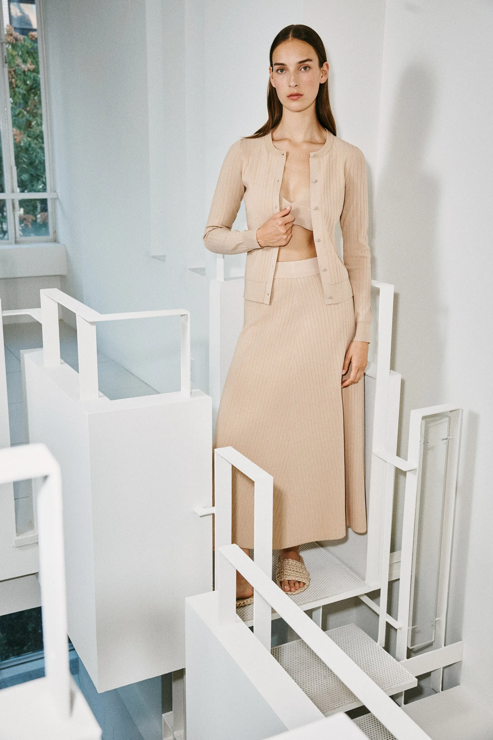 RIB FLARED SKIRT
