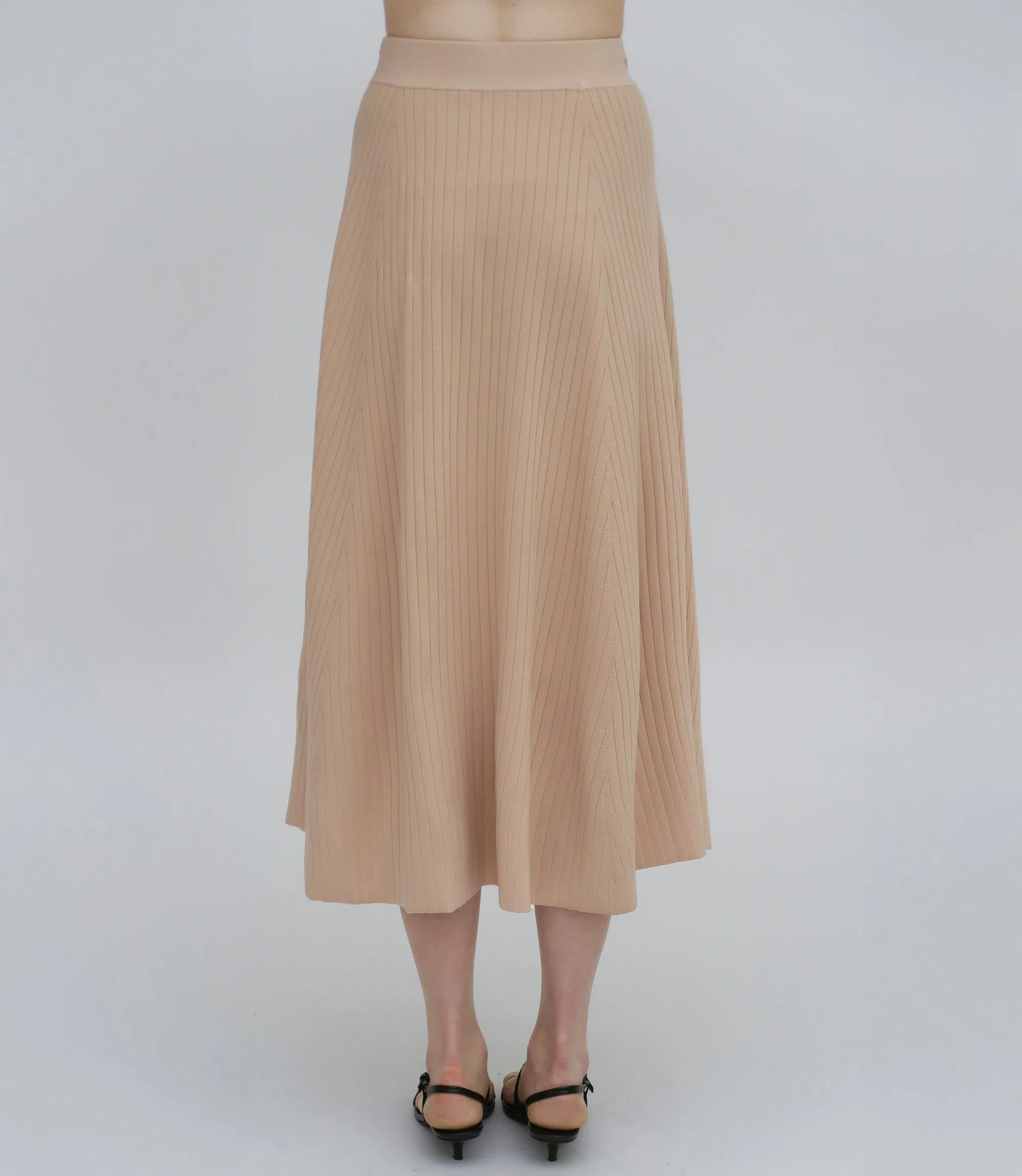 RIB FLARED SKIRT