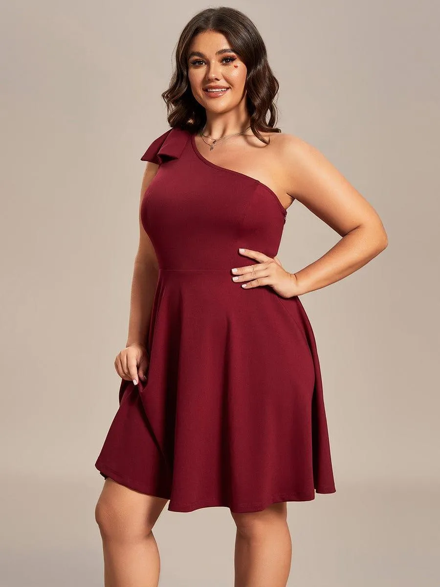 Robe d'été Courte Une épaule nœud papillon sans manches A-Line(Vente finale)