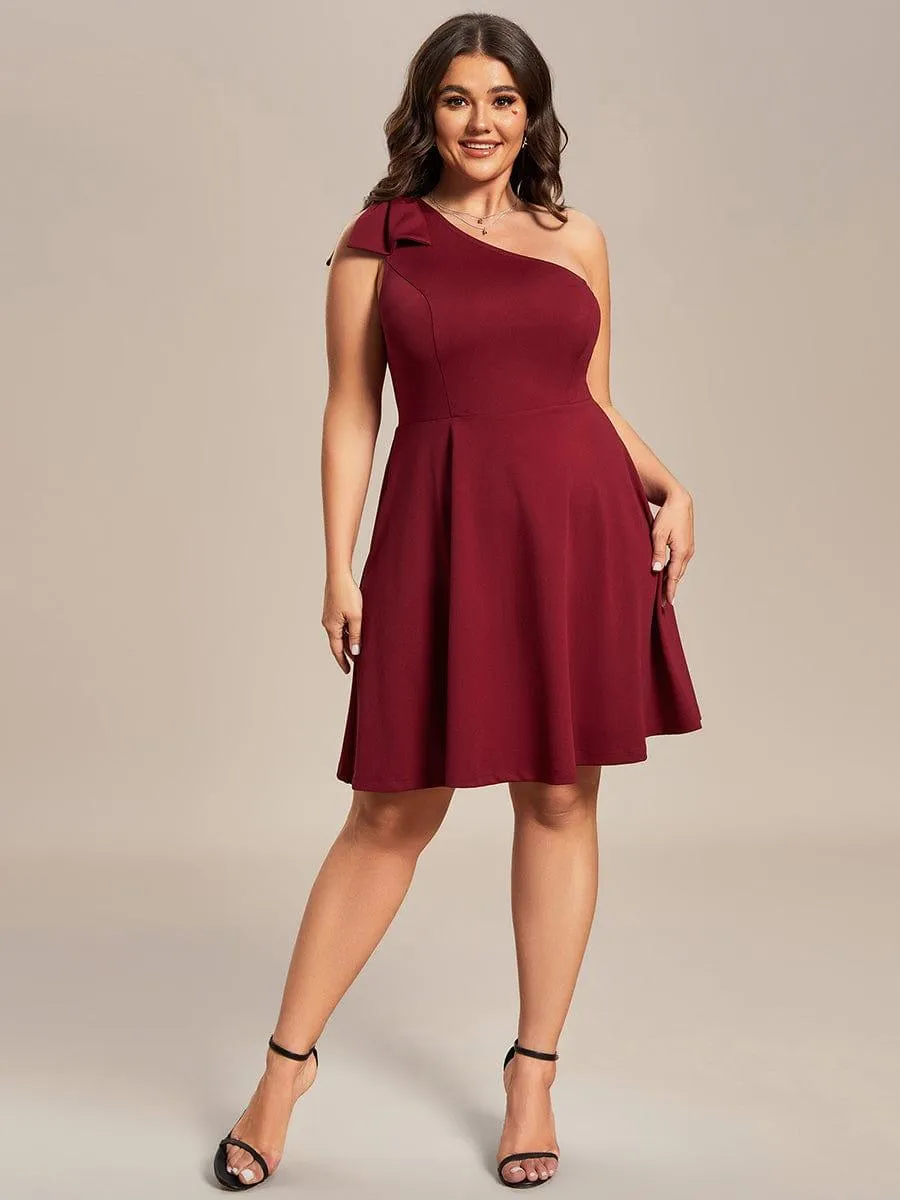 Robe d'été Courte Une épaule nœud papillon sans manches A-Line(Vente finale)