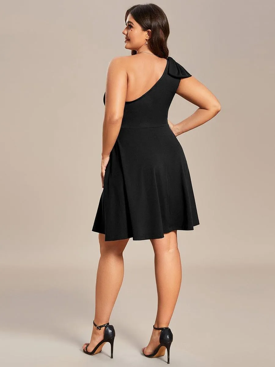 Robe d'été Courte Une épaule nœud papillon sans manches A-Line(Vente finale)