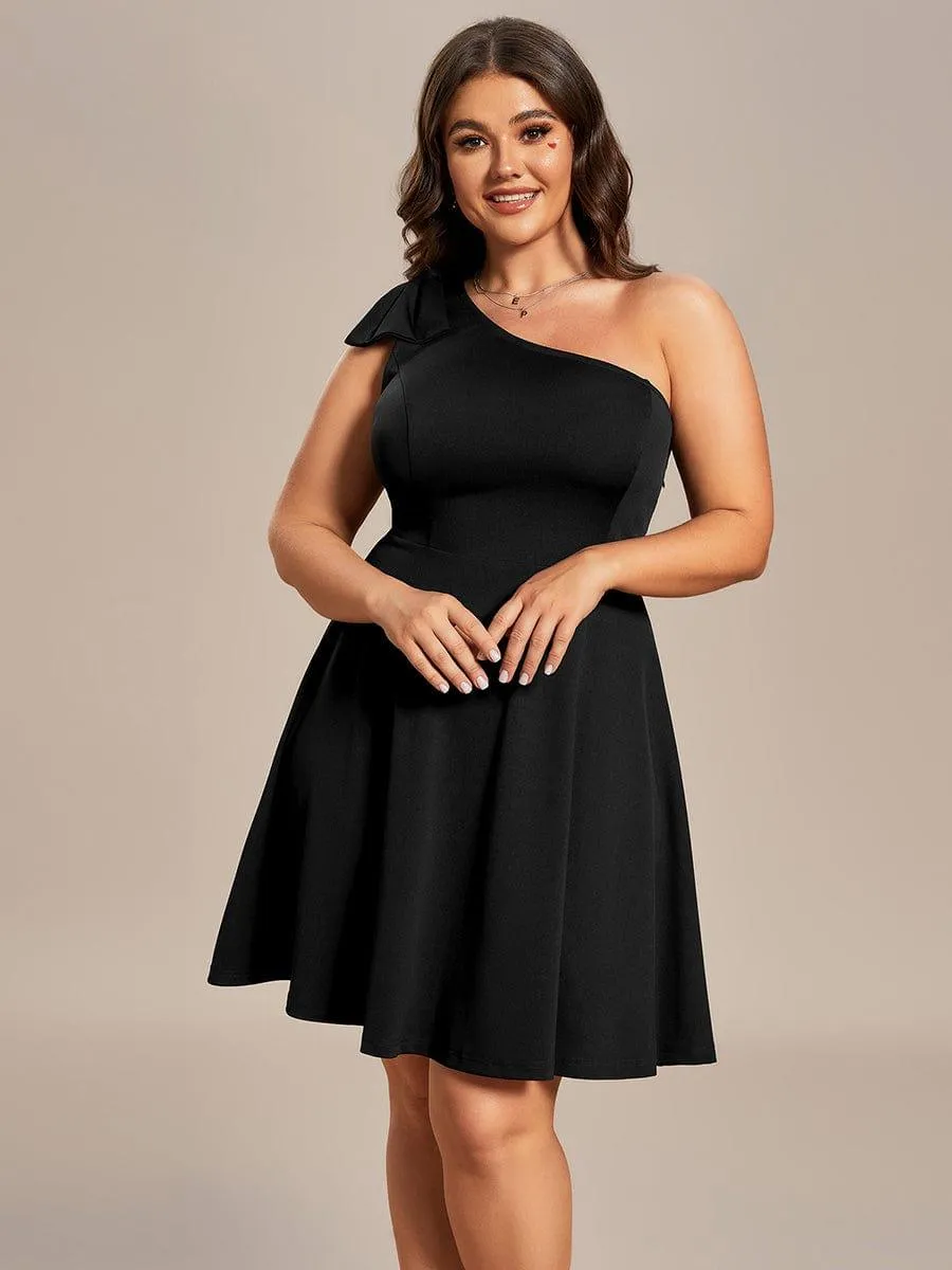 Robe d'été Courte Une épaule nœud papillon sans manches A-Line(Vente finale)