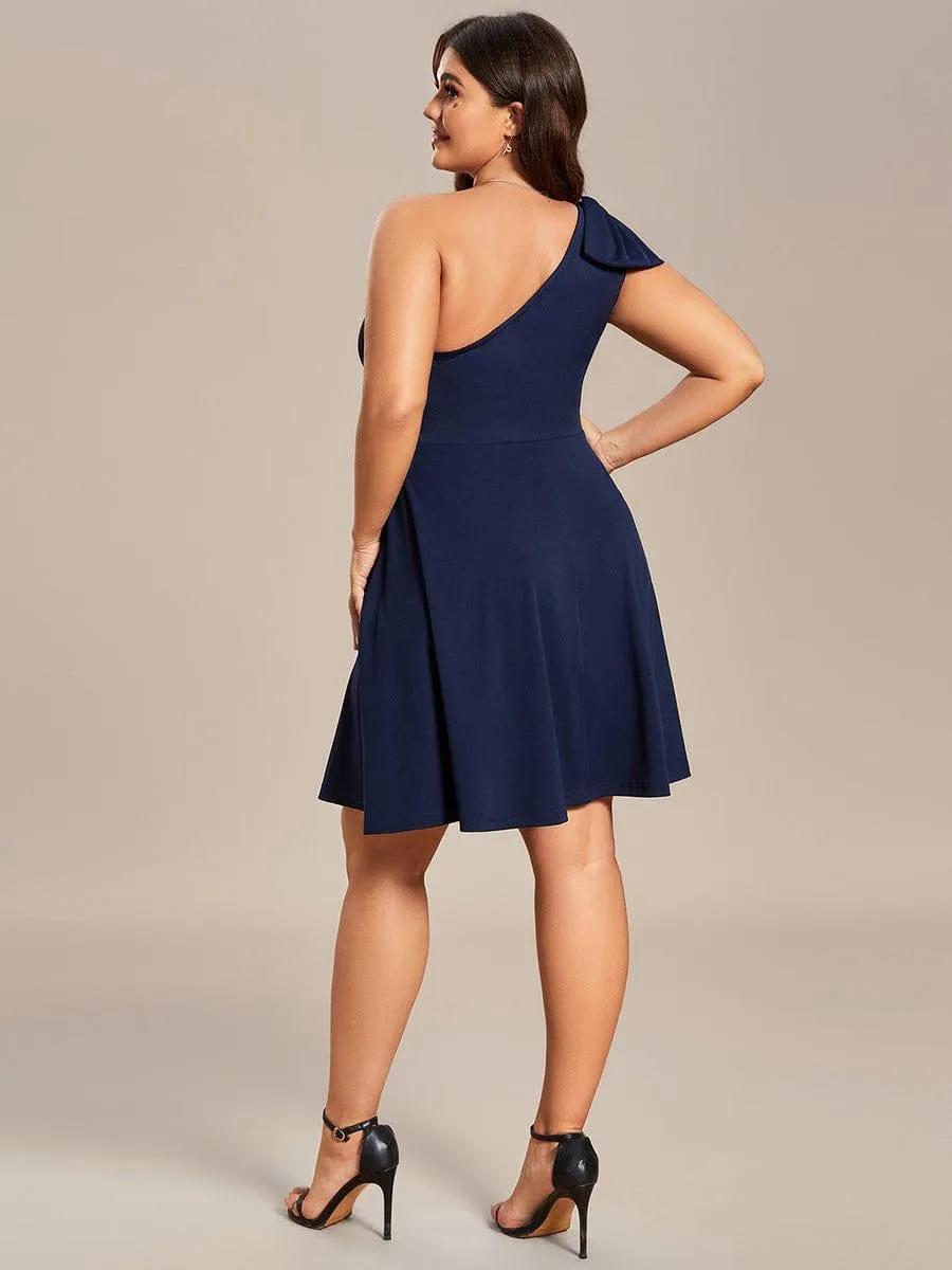 Robe d'été Courte Une épaule nœud papillon sans manches A-Line(Vente finale)