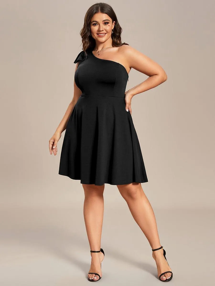 Robe d'été Courte Une épaule nœud papillon sans manches A-Line(Vente finale)