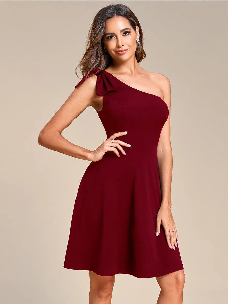 Robe d'été Courte Une épaule nœud papillon sans manches A-Line(Vente finale)