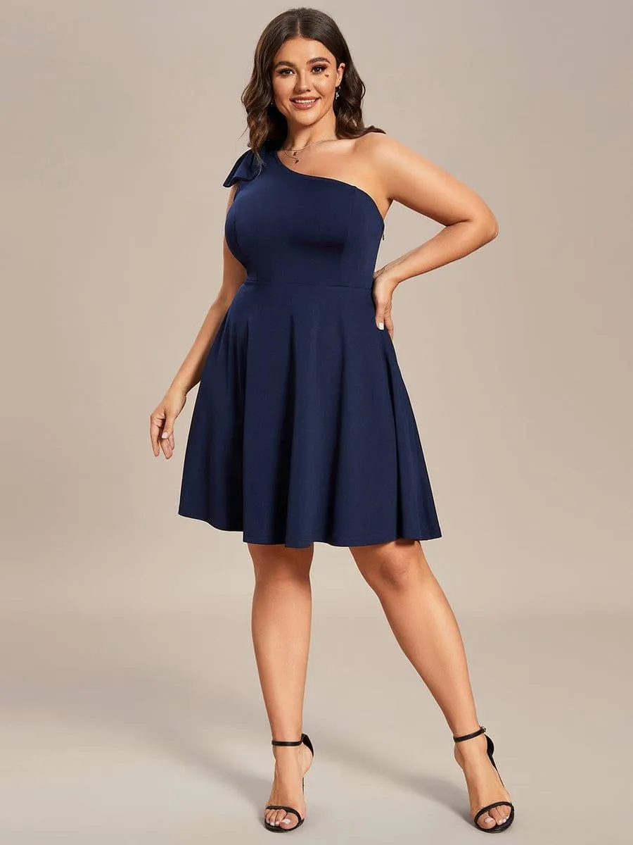 Robe d'été Courte Une épaule nœud papillon sans manches A-Line(Vente finale)