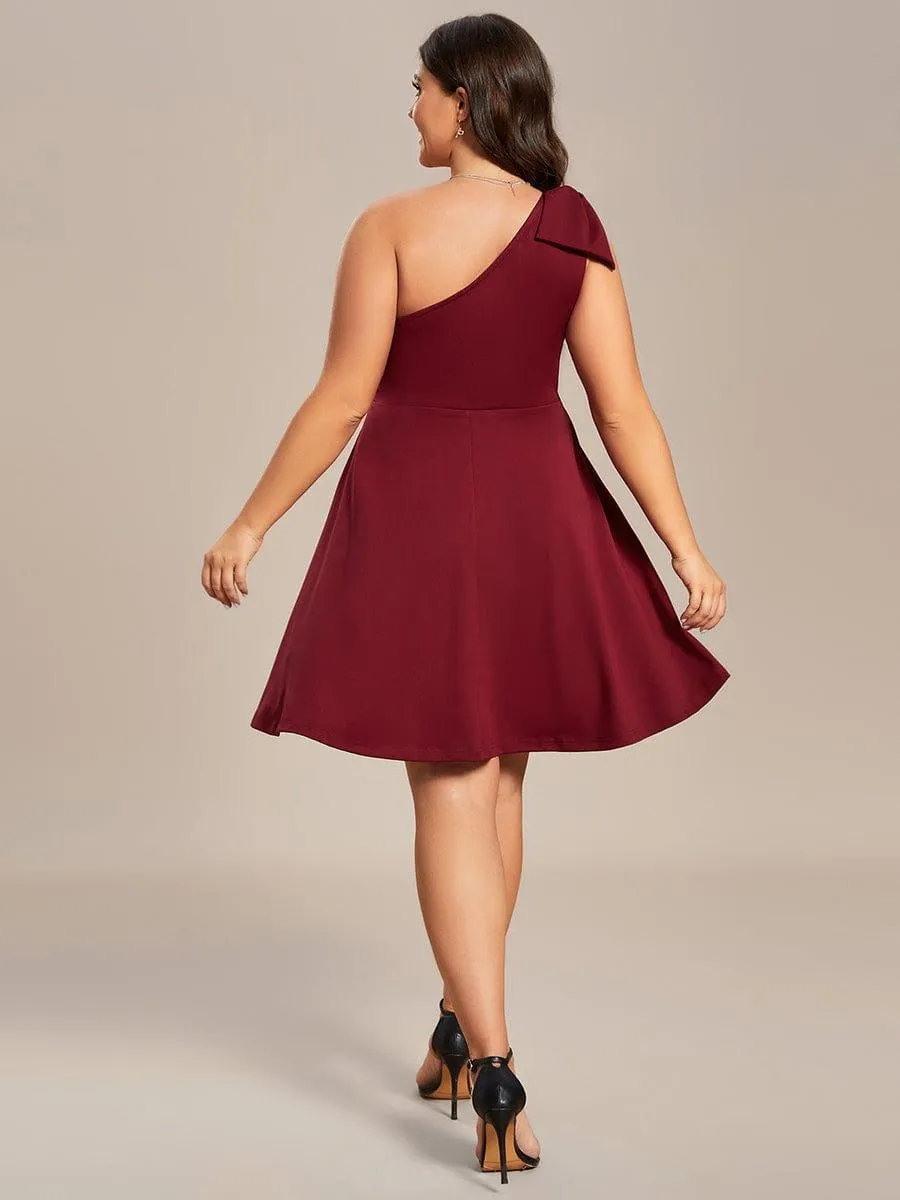 Robe d'été Courte Une épaule nœud papillon sans manches A-Line(Vente finale)