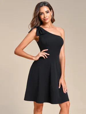 Robe d'été Courte Une épaule nœud papillon sans manches A-Line(Vente finale)