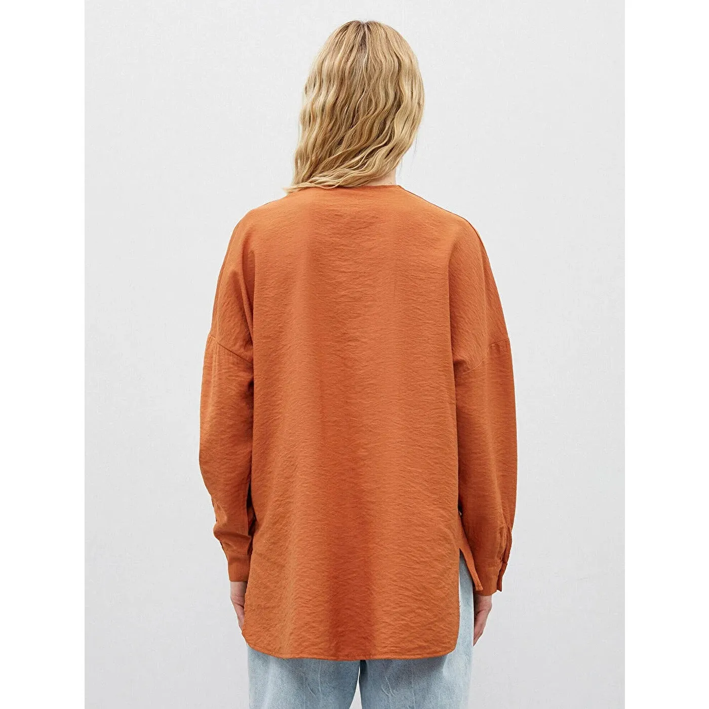 Rust Button Detailed Blouse