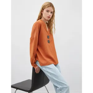 Rust Button Detailed Blouse