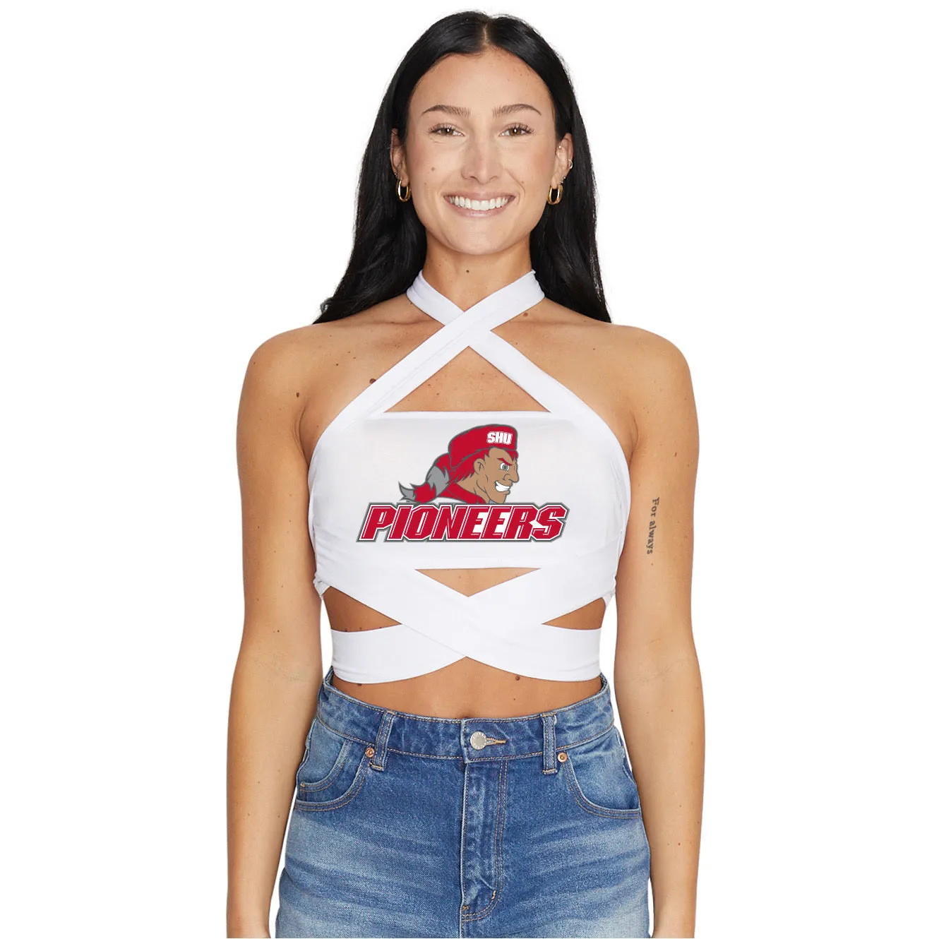 Sacred Heart Pioneers White Multi Way Bandeau Top