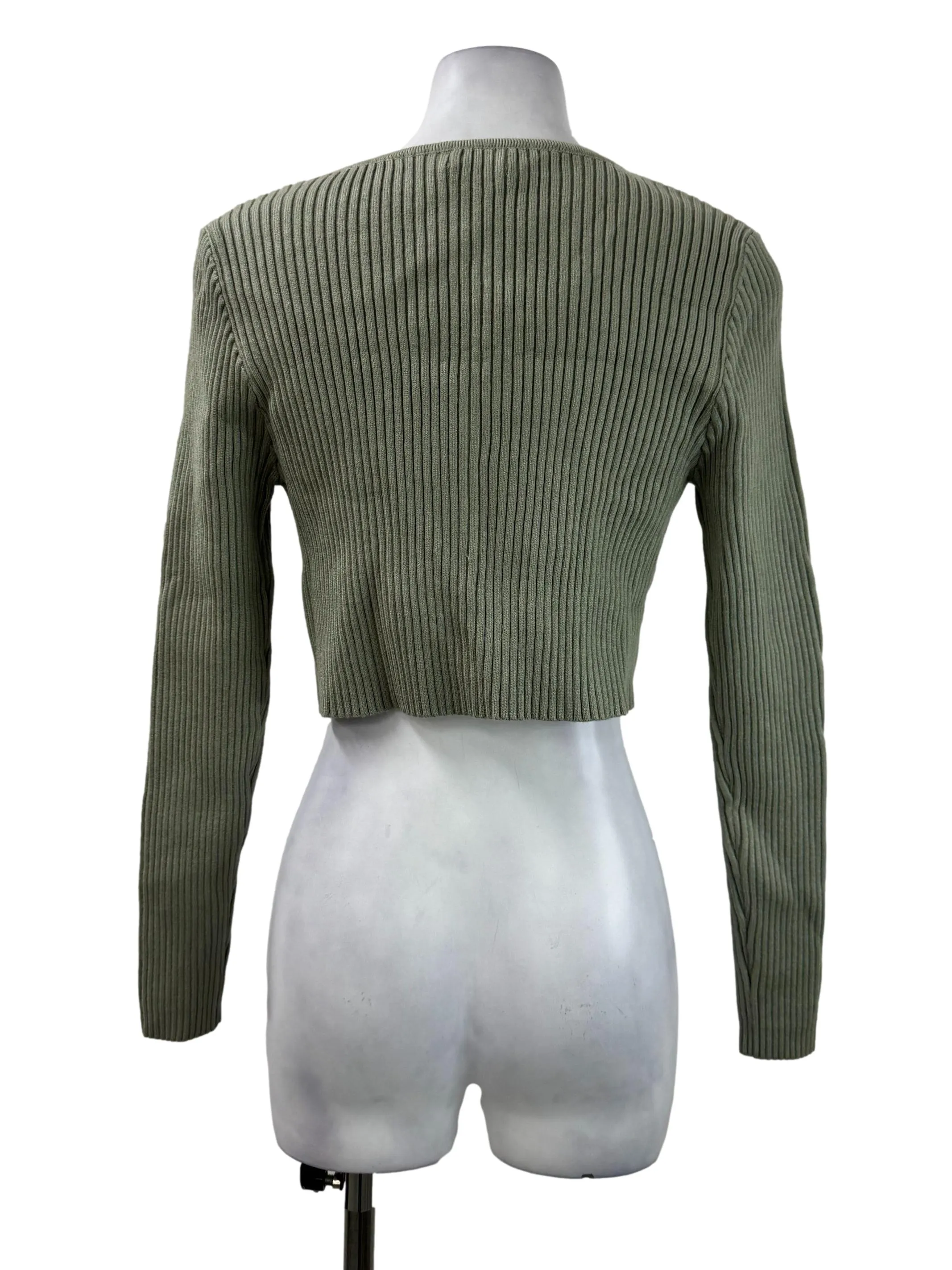 Sage Green Knitted Button Blouse