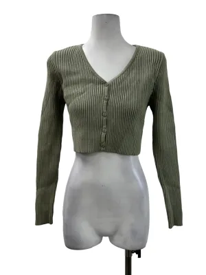 Sage Green Knitted Button Blouse