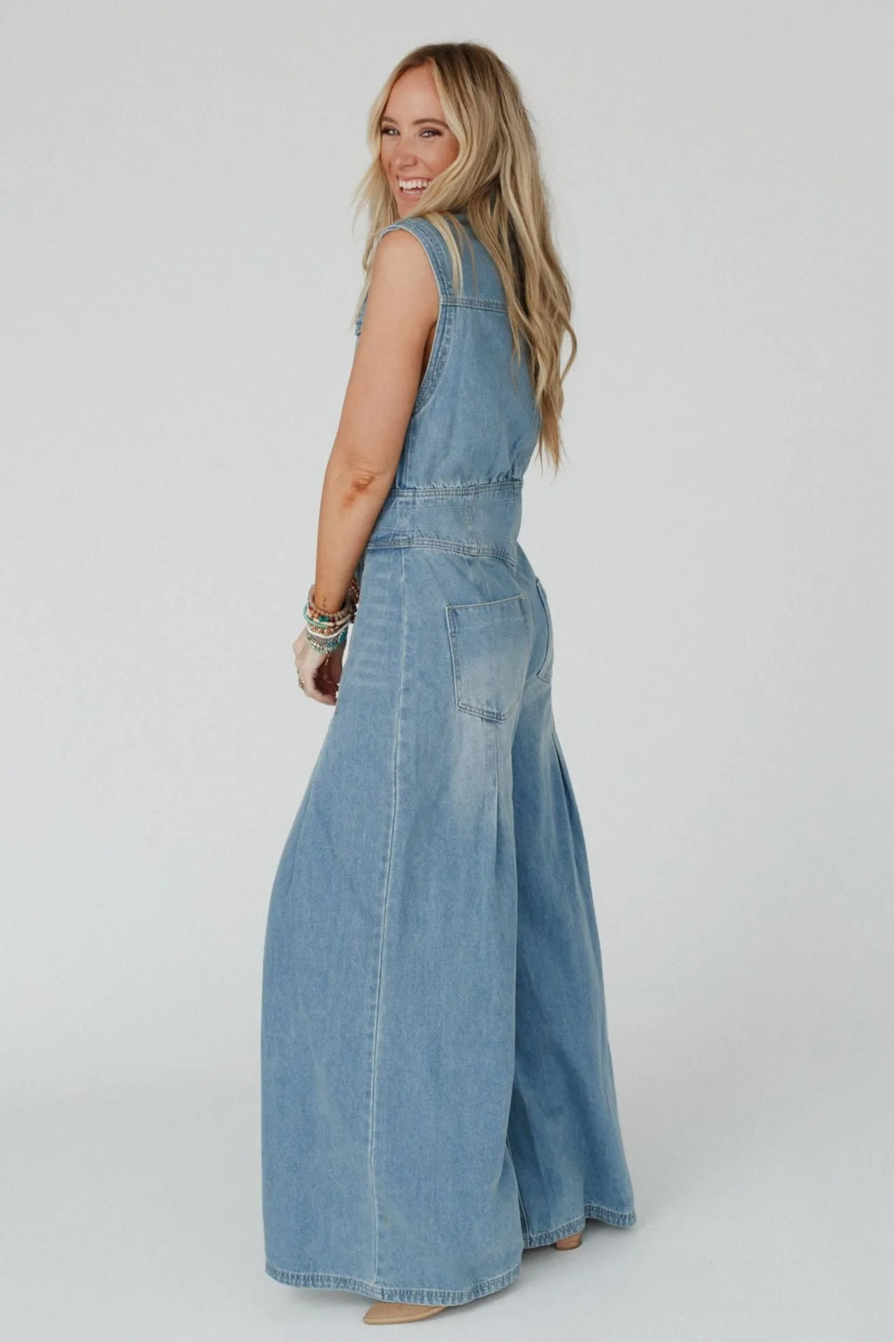 Sami Button Up Jumpsuit - Light Denim