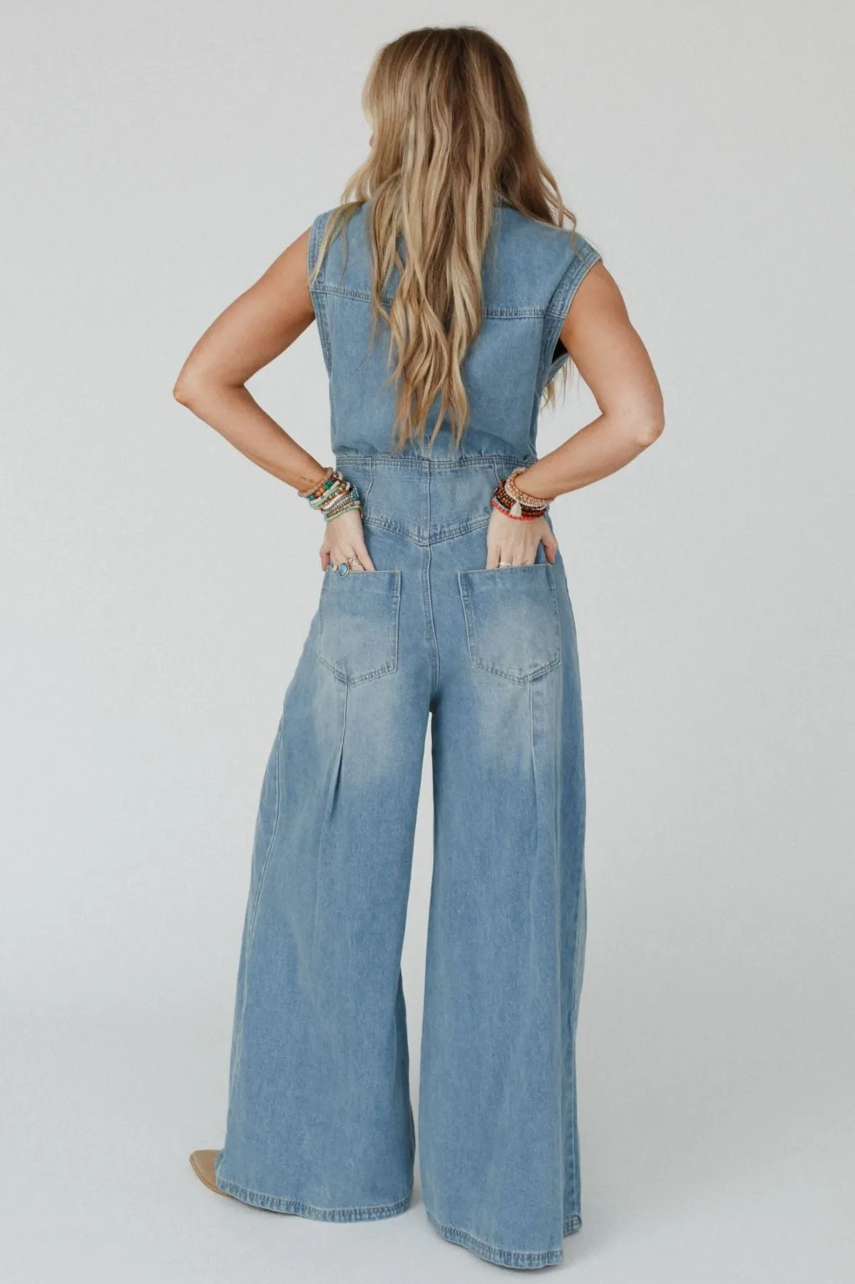 Sami Button Up Jumpsuit - Light Denim