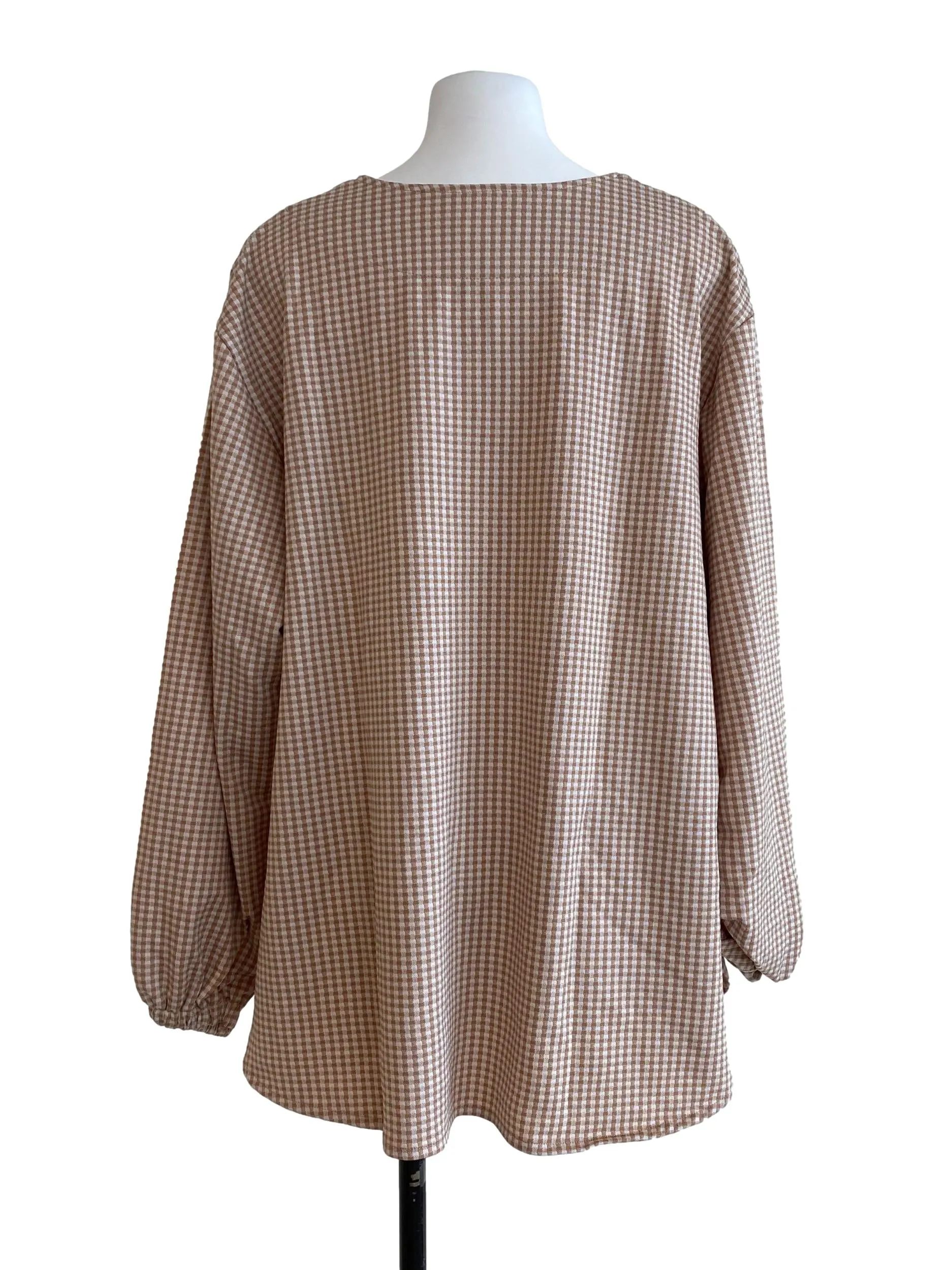 Sand Brown Gingham Blouse