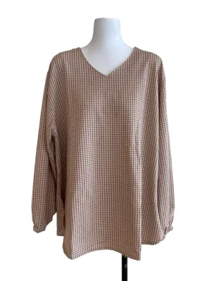 Sand Brown Gingham Blouse