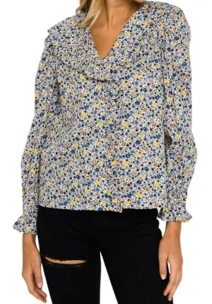Saylor Ditsy Floral Button Front Blouse