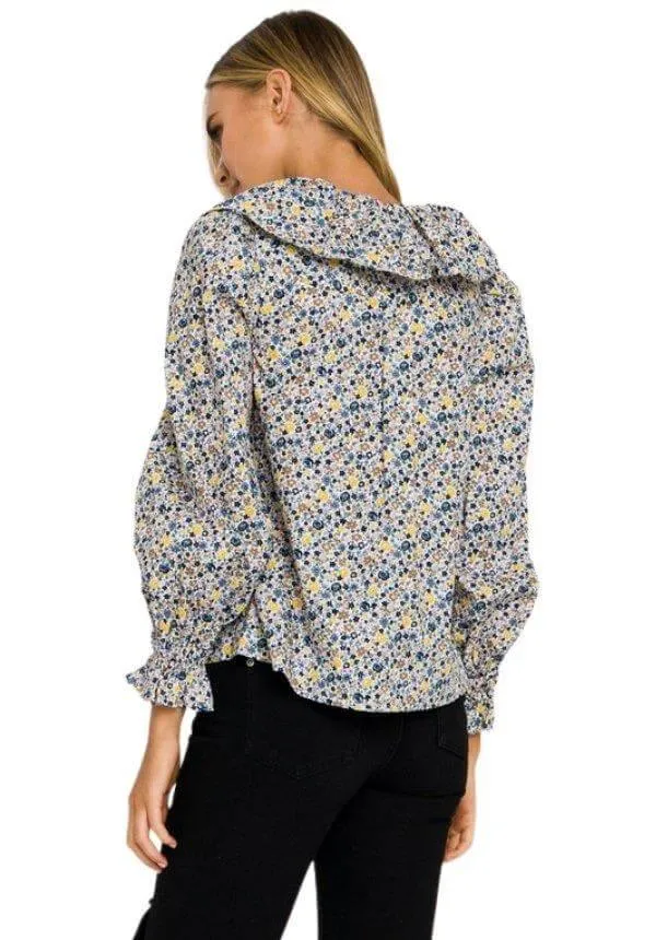 Saylor Ditsy Floral Button Front Blouse