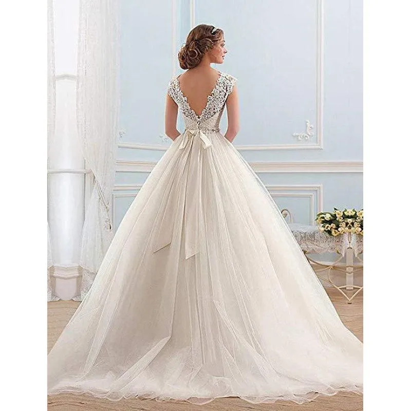 sd-hk Elegant Wedding Dresses A-line Tulle Bridal Gown Ball Gowns for Womens