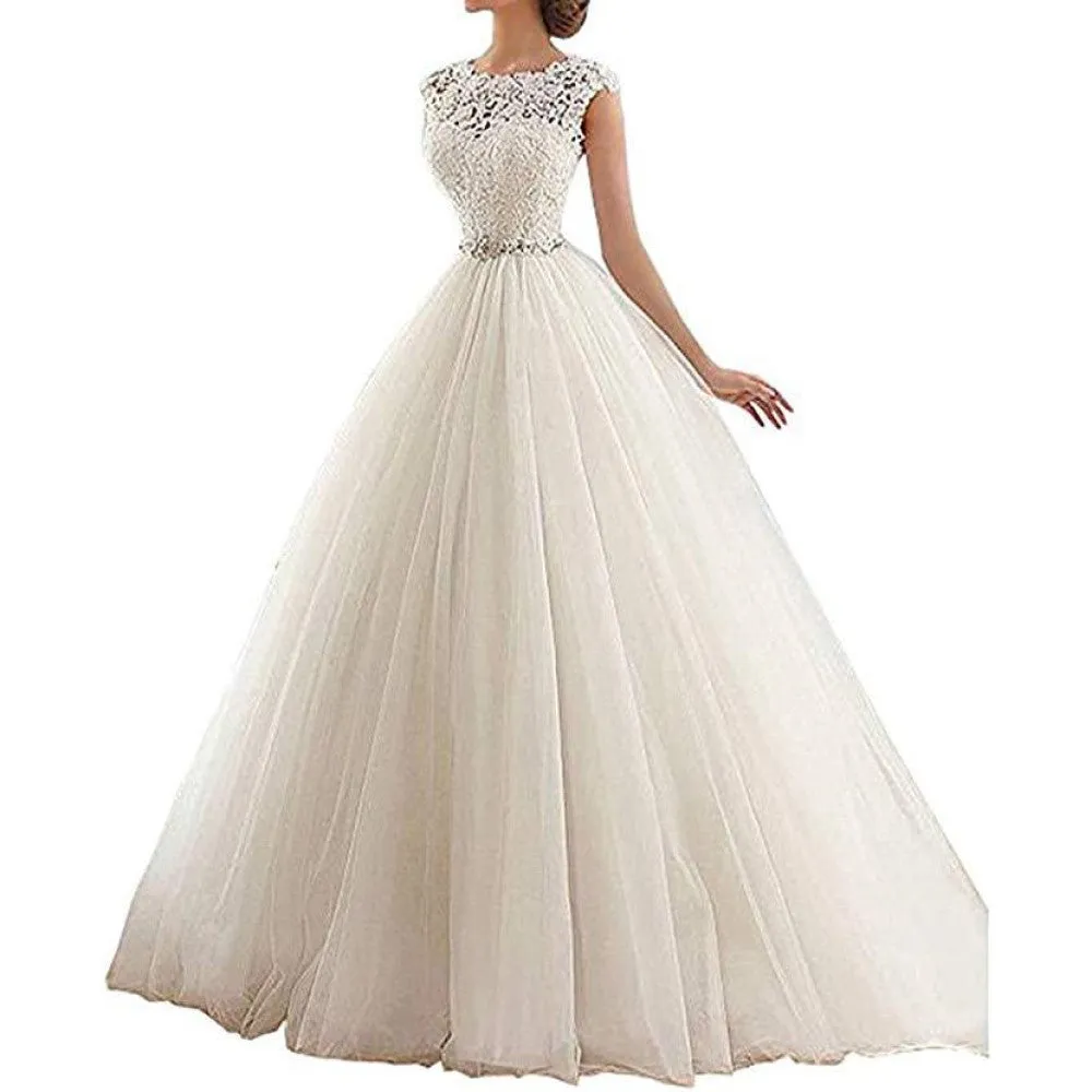 sd-hk Elegant Wedding Dresses A-line Tulle Bridal Gown Ball Gowns for Womens