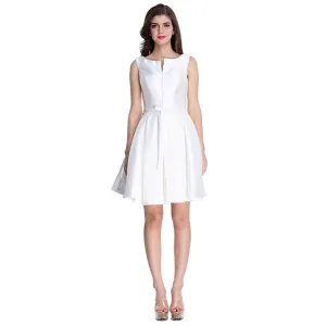 sd-hk Red Little Party Skirts  Sleeveless High Waist Prom Dress Short