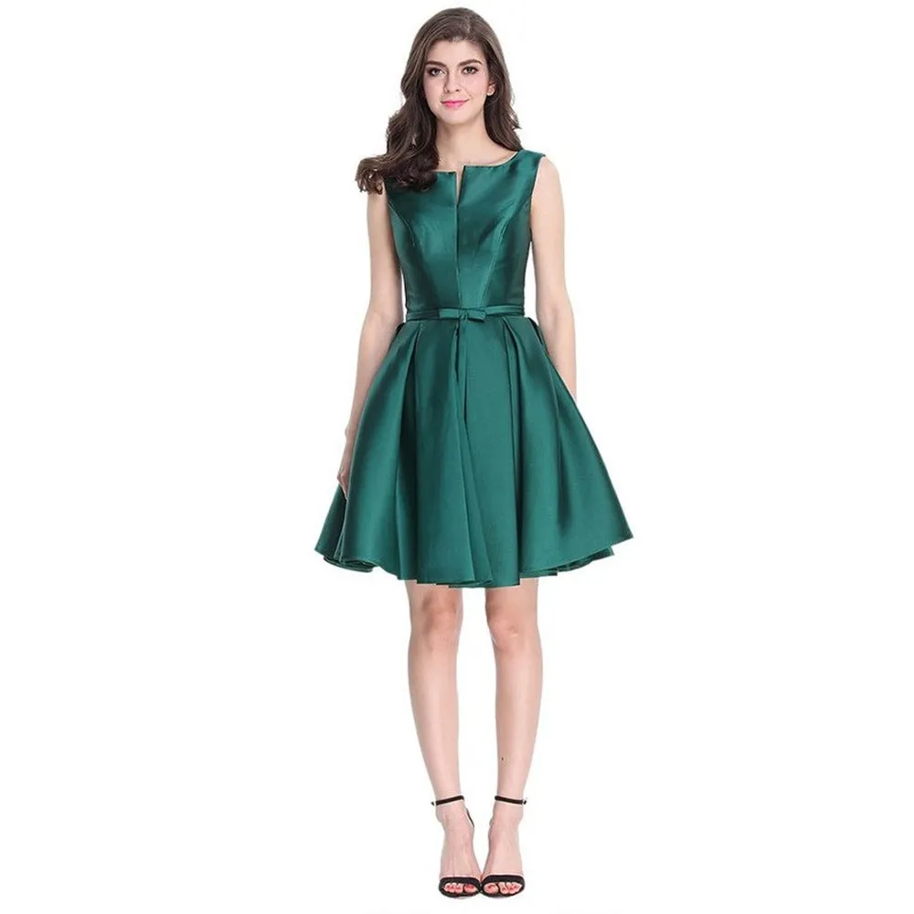 sd-hk Red Little Party Skirts  Sleeveless High Waist Prom Dress Short