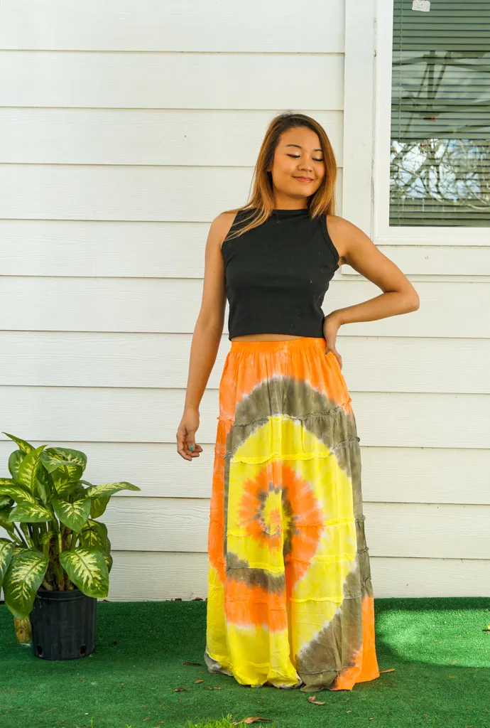 Sunburst Spiral Maxi Skirt
