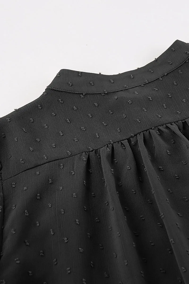 Sweet Elegant Solid Flounce Mandarin Collar Blouses