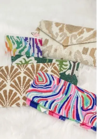 Tiana Hand Beaded Marble Clutch