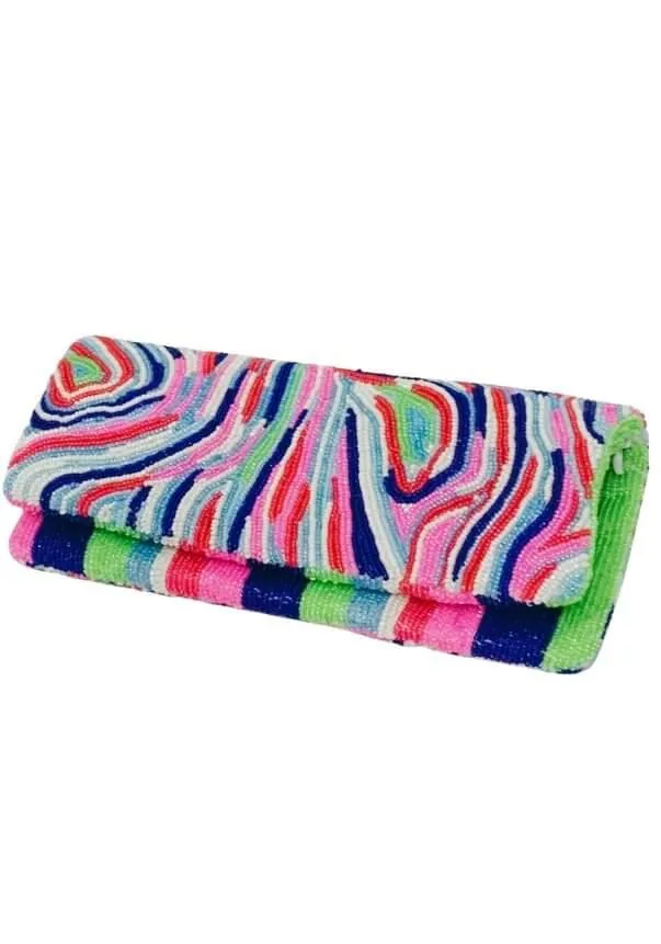 Tiana Hand Beaded Marble Clutch