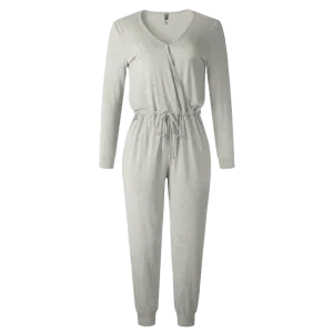 TTFN WOMEN'S LONGSLEEVE ROMPER JUMPSUIT WITH CROSS OVER SNAP CLOSURE