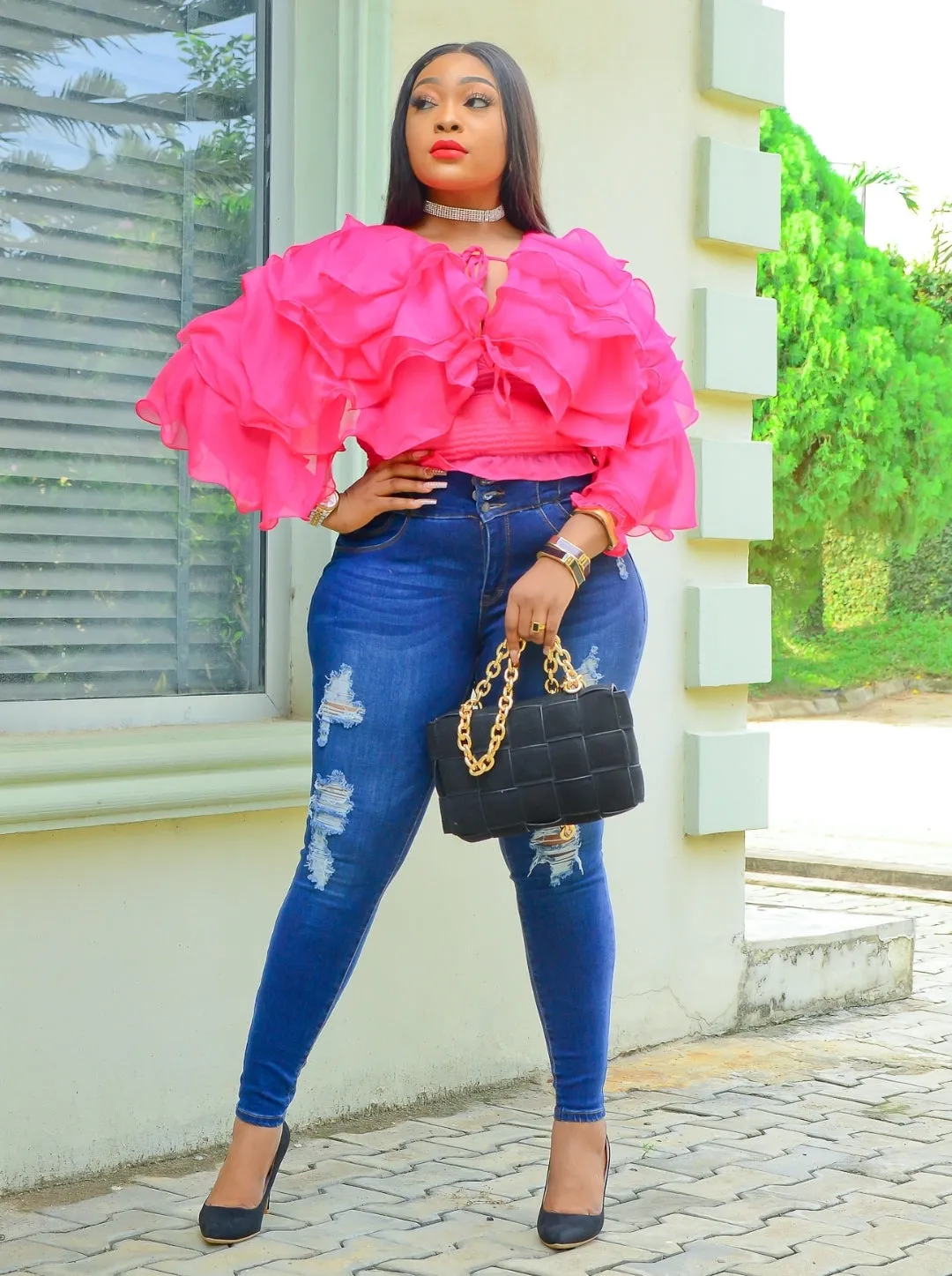 TULIP QUEEN- 3D Petals Ruffle Sleeve blouse (4 colors)
